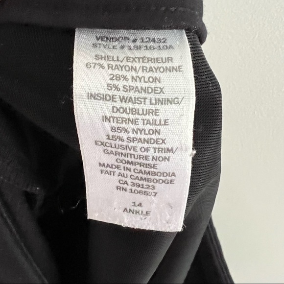 Northern Reflections Black Jersey Pants Size 14 Ankle - Picture 8 of 9